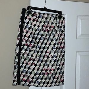 White House Black Market floral check skirt